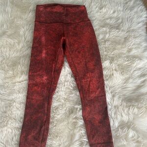 lululemon athletica Wunder Under Red and Black cropped Leggings